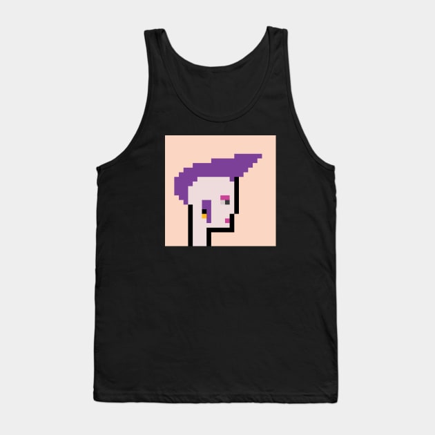 Pixel Art Female with Purple Mohawk: Unique NFT Art from the ToolCrypto Collection / ToolCrypto #12 Tank Top by Magicform